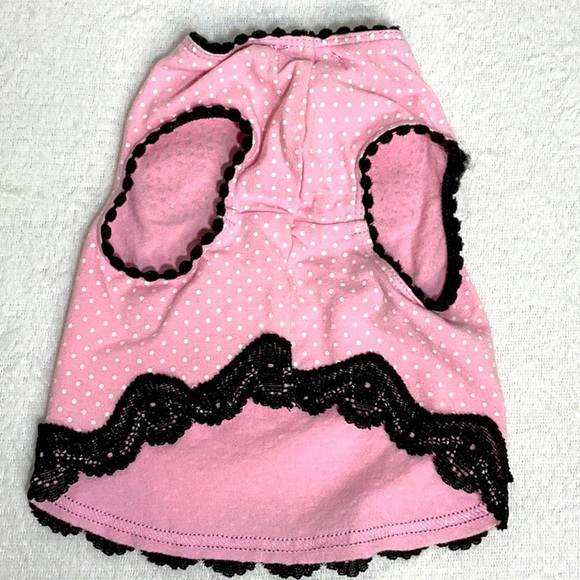 Pink Polka Dot Dog Dress with Rhinestone Bow - Picture 5 of 7